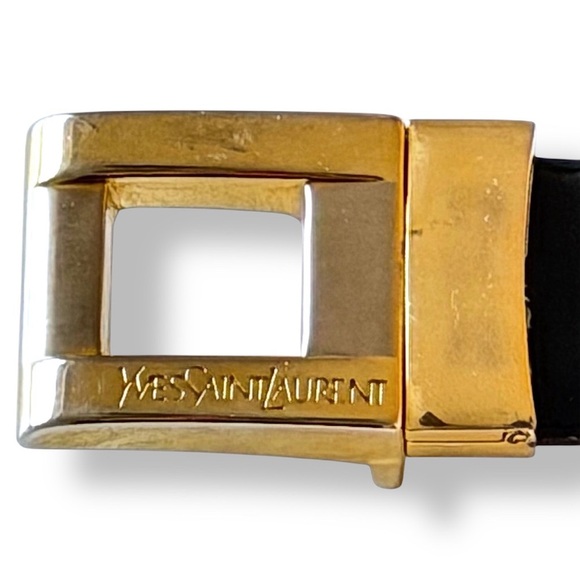Yves Saint Laurent Vintage reversible belt black and brown gold buckle sz S- 44\